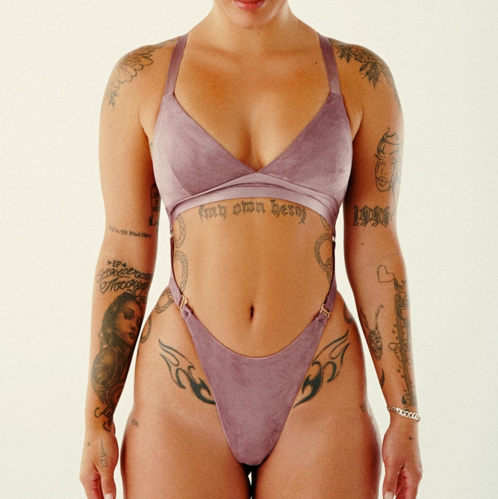 CXIX Aphrodite Body Suit Lilac Suede